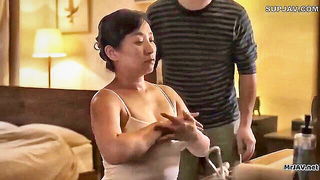 Japanese mature stepmom groping Asian sex movie still