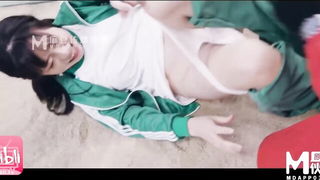Asian Squid Game parody threesome top pick video preview
