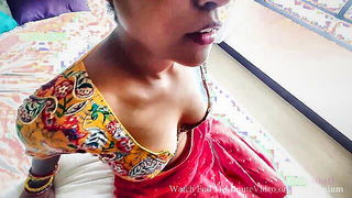 Indian bhabhi red saree blowjob Asian sex scene screenshot