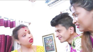 Indian MILFs ass sandwich threesome porn video preview