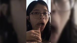 Nerdy Asian girlfriend blowjob swallow Asian couple sex video